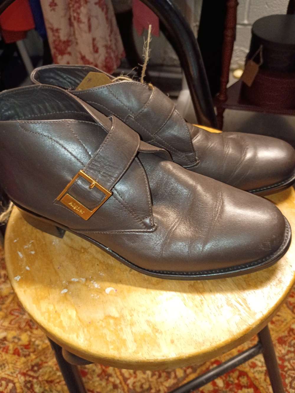 Aigner Brown Leather Monk Strap Shoes